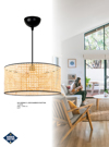 Heronia IK-VIENNA Kremasto Fotistiko Orofis Bamboo/Rattan Monofoto E27 F38x80cm 14-0209